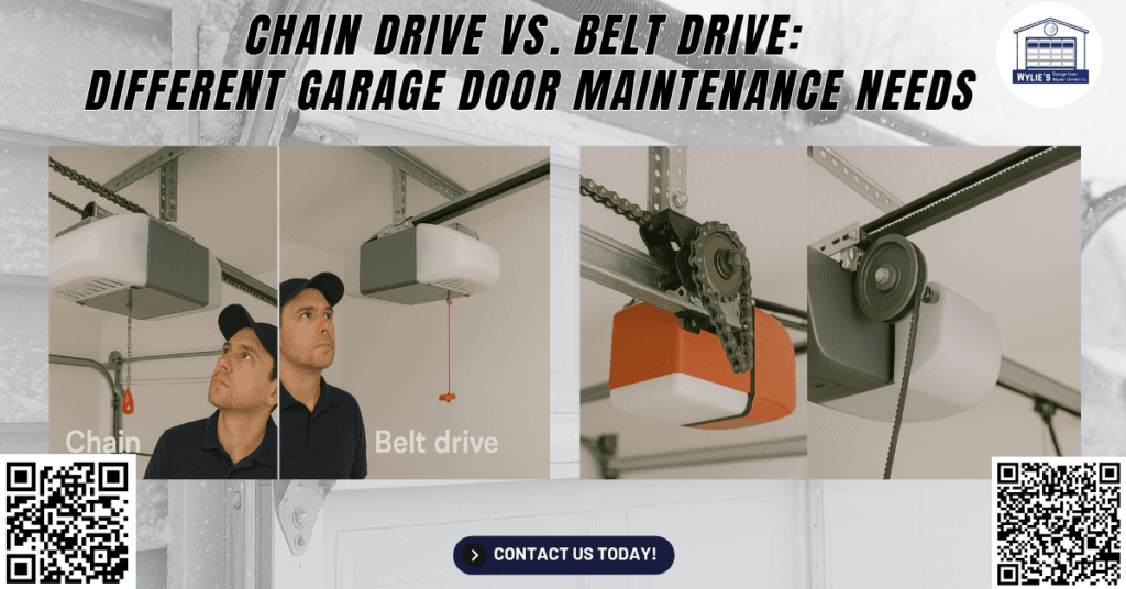 Chain Drive vs. Belt Drive: Different Garage Door Maintenance Needs 1 Chain Drive vs. Belt Drive: Different Garage Door Maintenance Needs