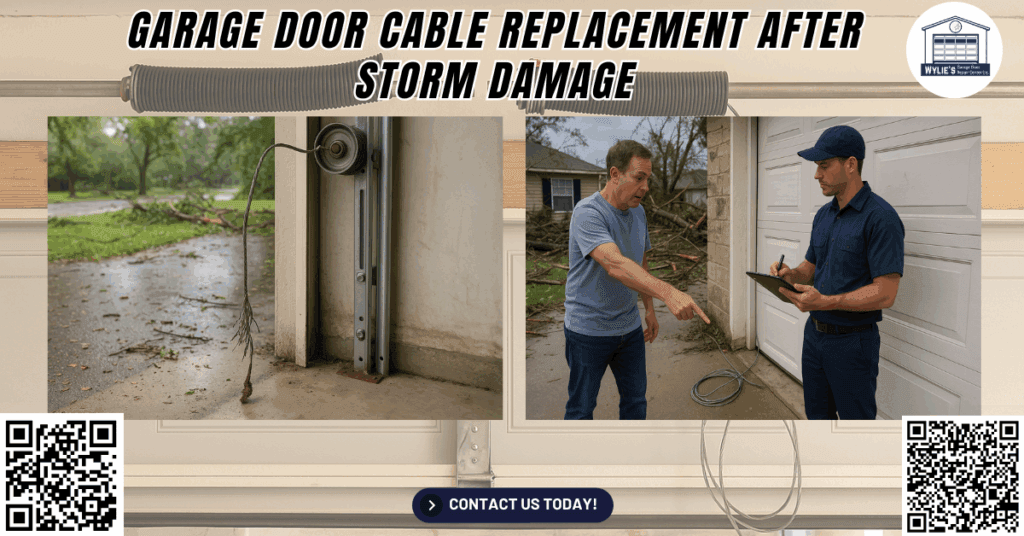 Garage Door Cable Replacement After Storm Damage 1 Garage Door Cable Replacement After Storm Damage - Wylie’s Garage Door Repair Center Co.